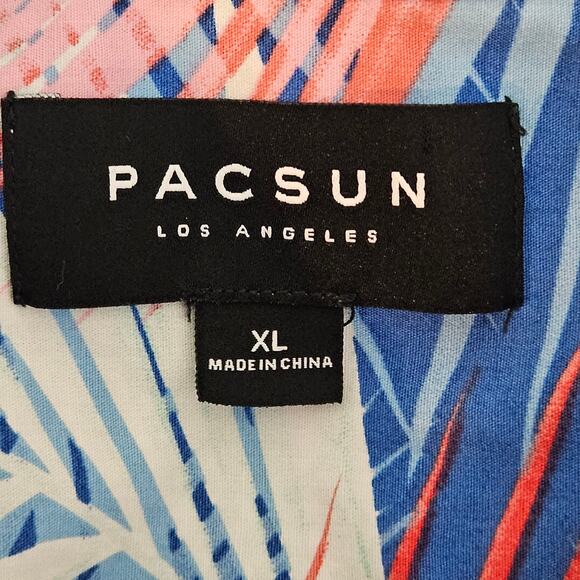 Pacsun Men's Tropical Button-up Palm Leaves Print Multicolor Shirt | XL - Picture 9 of 14